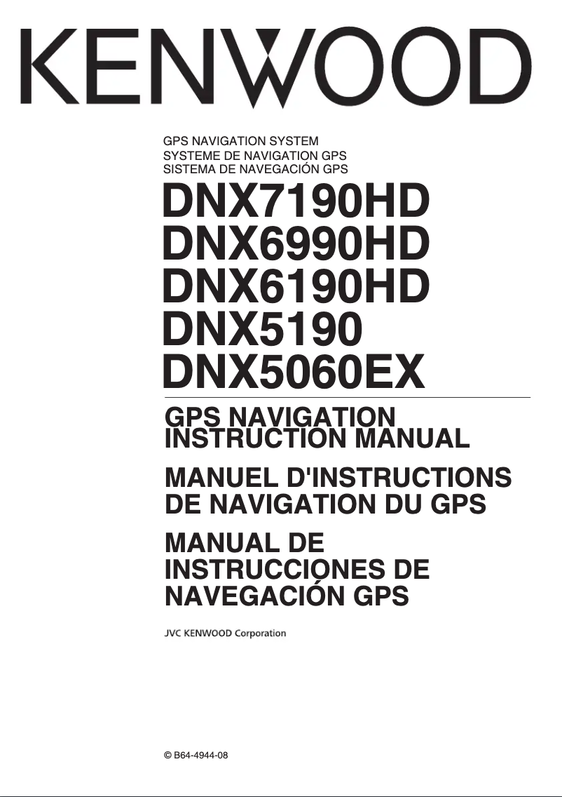 Page n°1 - Manuel utilisateur Kenwood DNX5060EX