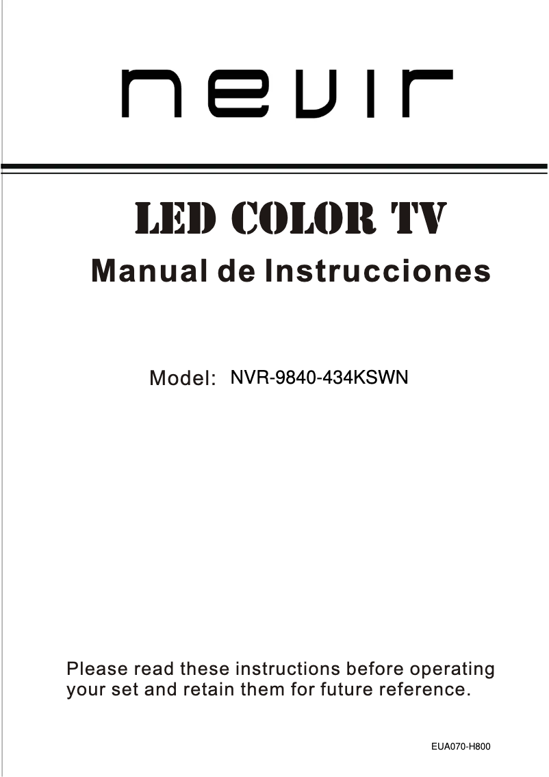 Image de la première page du manuel de l'appareil NVR-9840-43KSWN