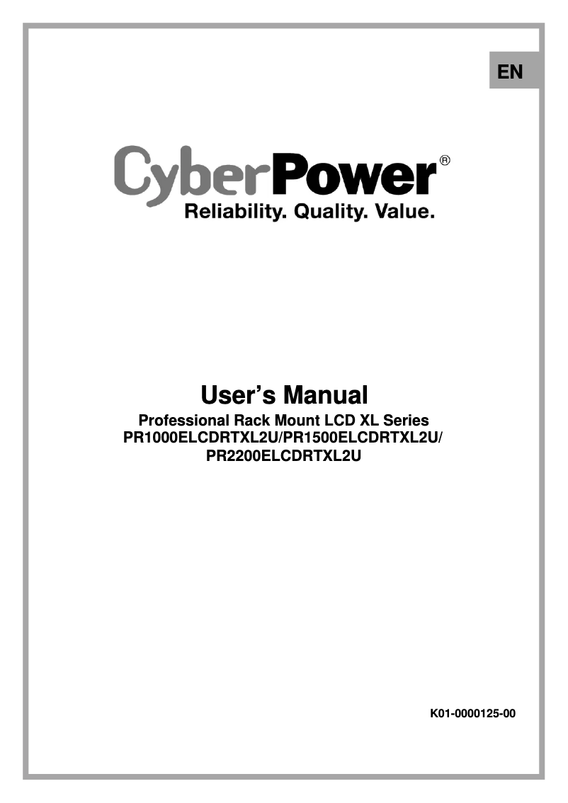 Page n°1 - Manuel utilisateur CyberPower Smart App Sinewave PR2200ELCDRTXL2U