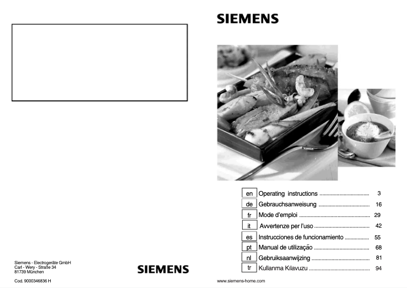 Page n°1 - Manuel utilisateur Siemens ER326C0W