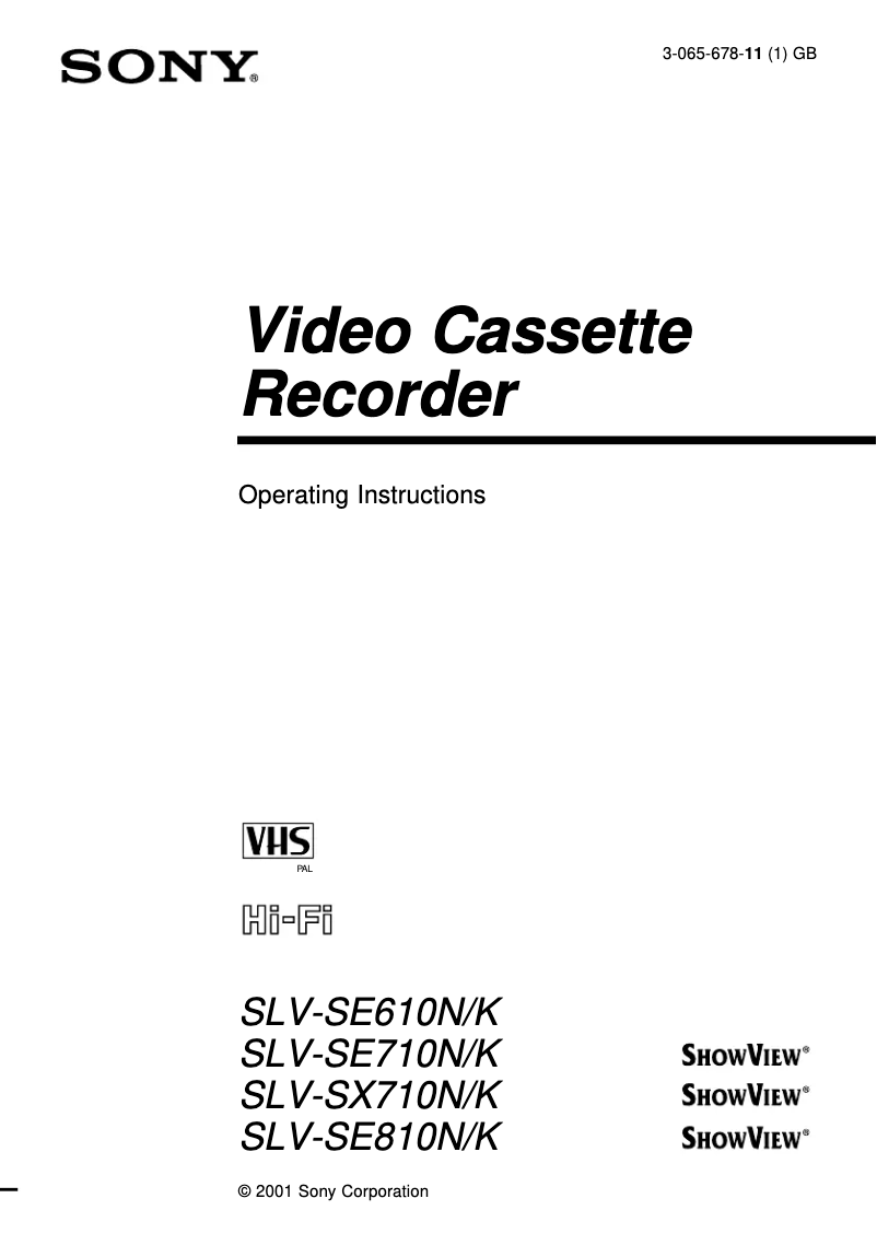 Page 1 de la notice Manuel utilisateur Sony SLV-SE610N