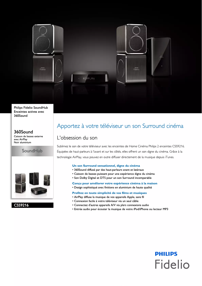Página 1 del manual Ficha técnica Philips Fidelio CSS9216