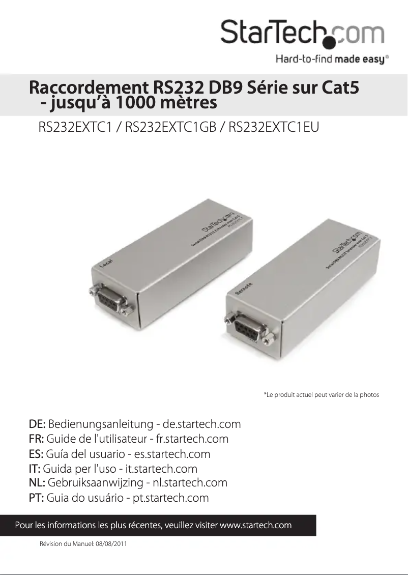Page n°1 - Manuel utilisateur StarTech.com RS232EXTC1EU