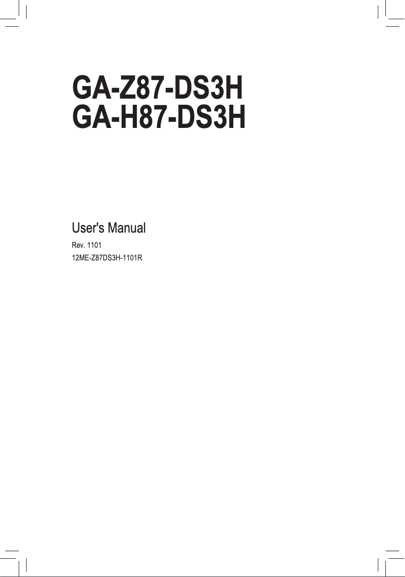 Page 1 de la notice Manuel utilisateur Gigabyte GA-Z87-DS3H