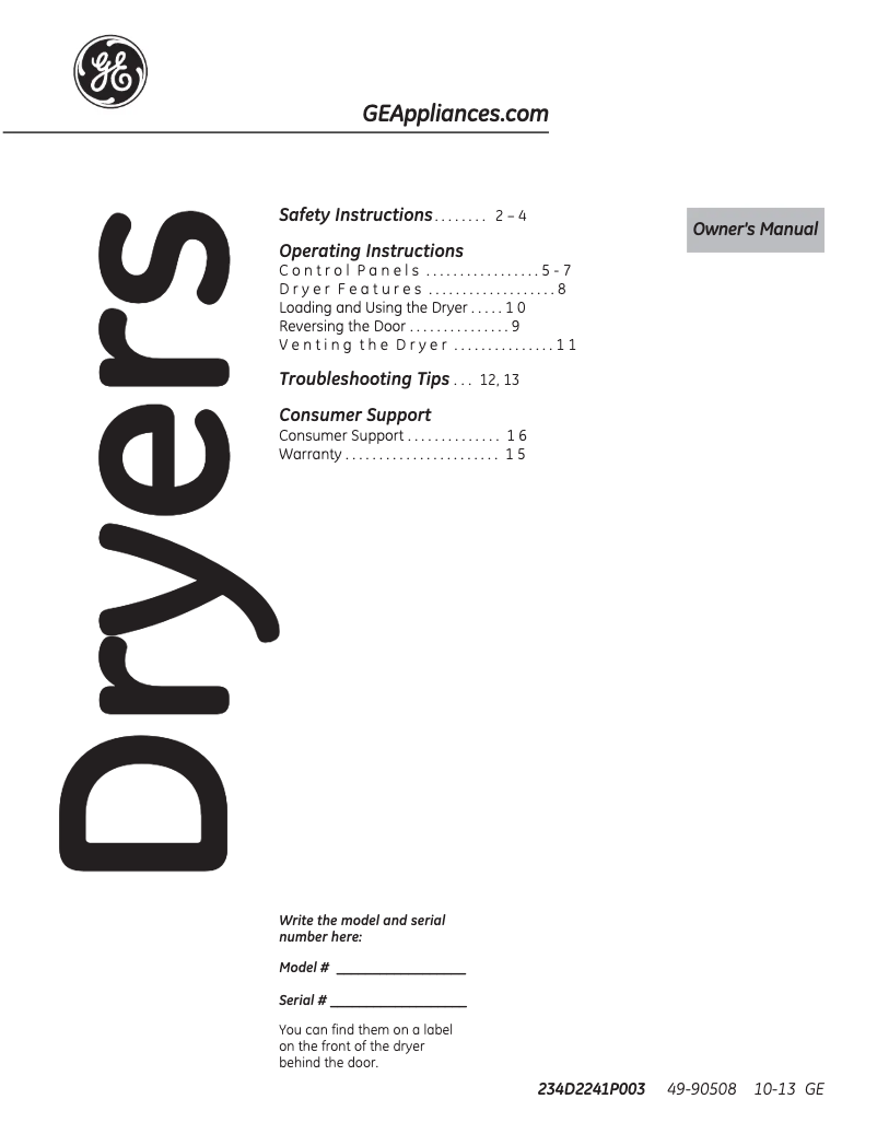 Page 1 de la notice Mode d'emploi GE GTDS560EFWS