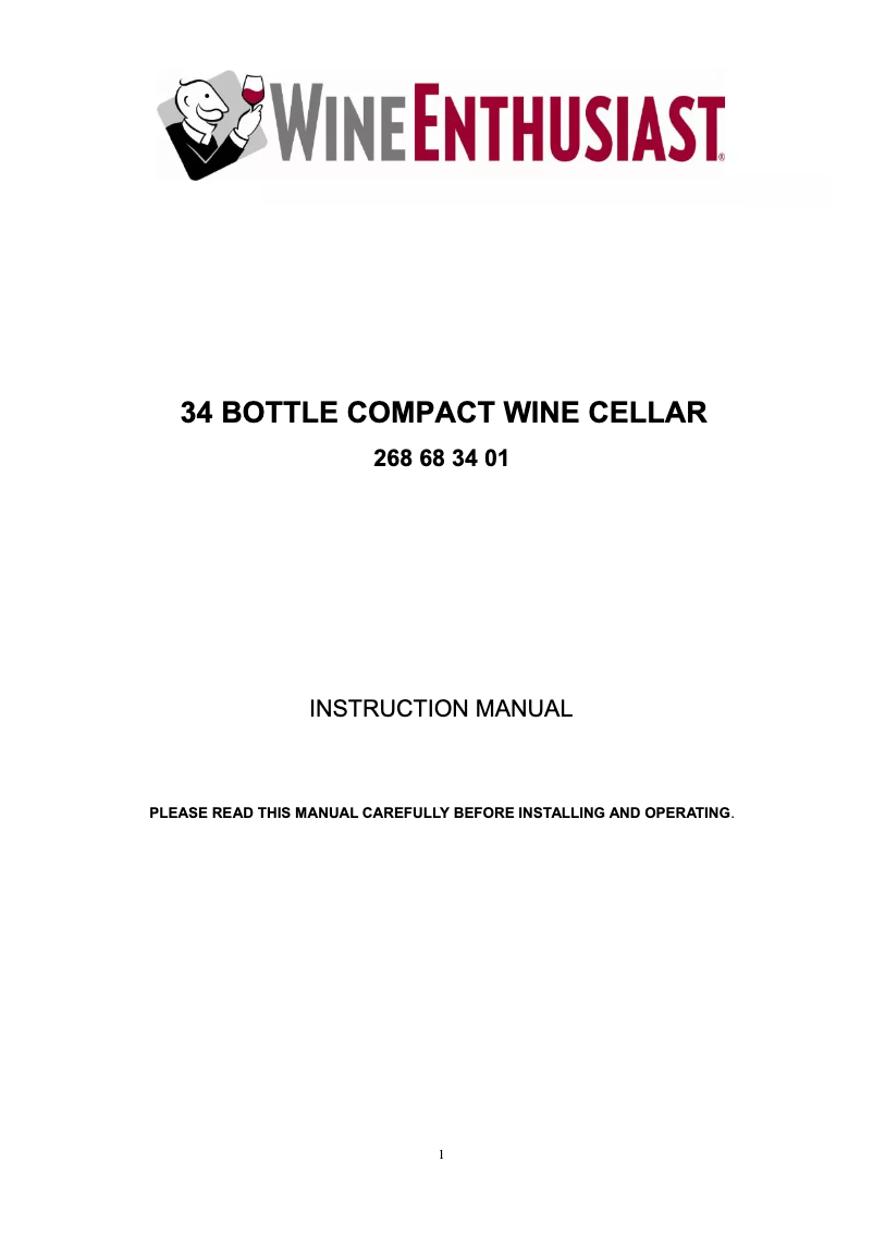 Page 1 de la notice Manuel utilisateur Wine Enthusiast Evolution 268 68 34 01