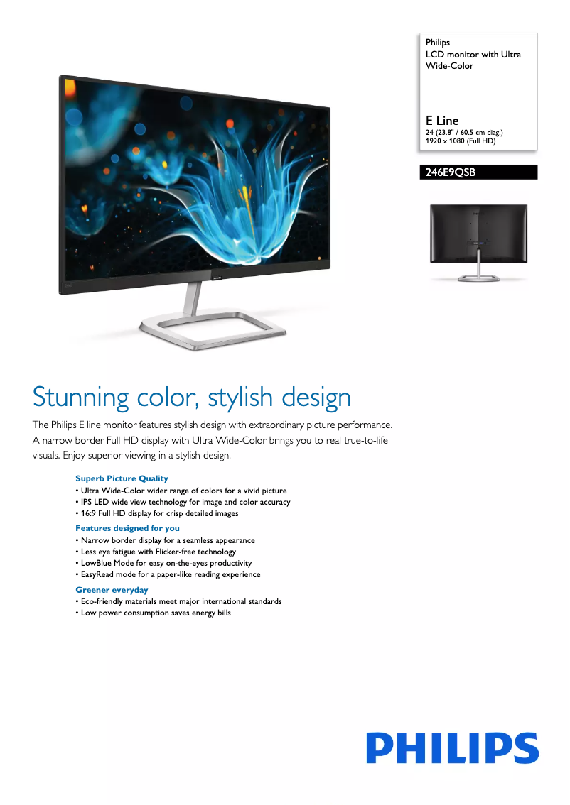 Página 1 del manual Folleto Philips 246E9QSB