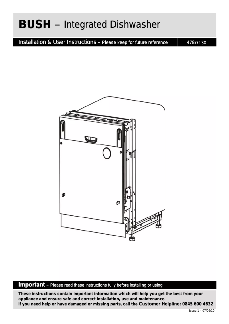 Page 1 de la notice Manuel utilisateur Bush 478/7130