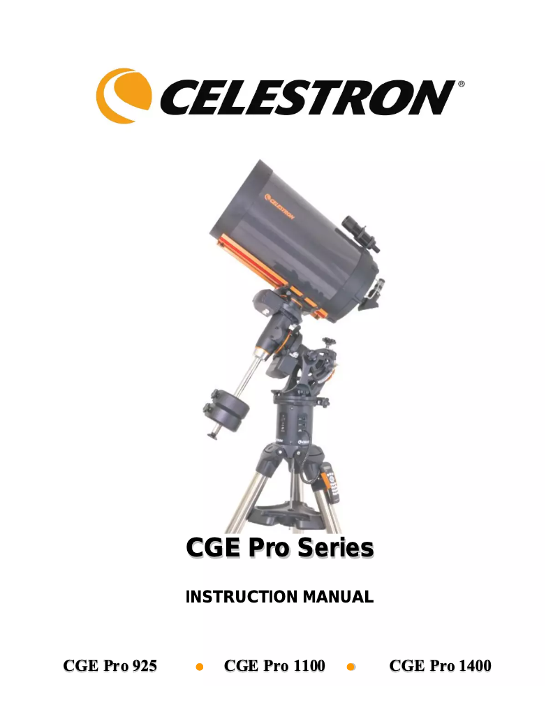 Page n°1 - Manuel utilisateur Celestron CGE Pro 1400 FASTAR Computerized