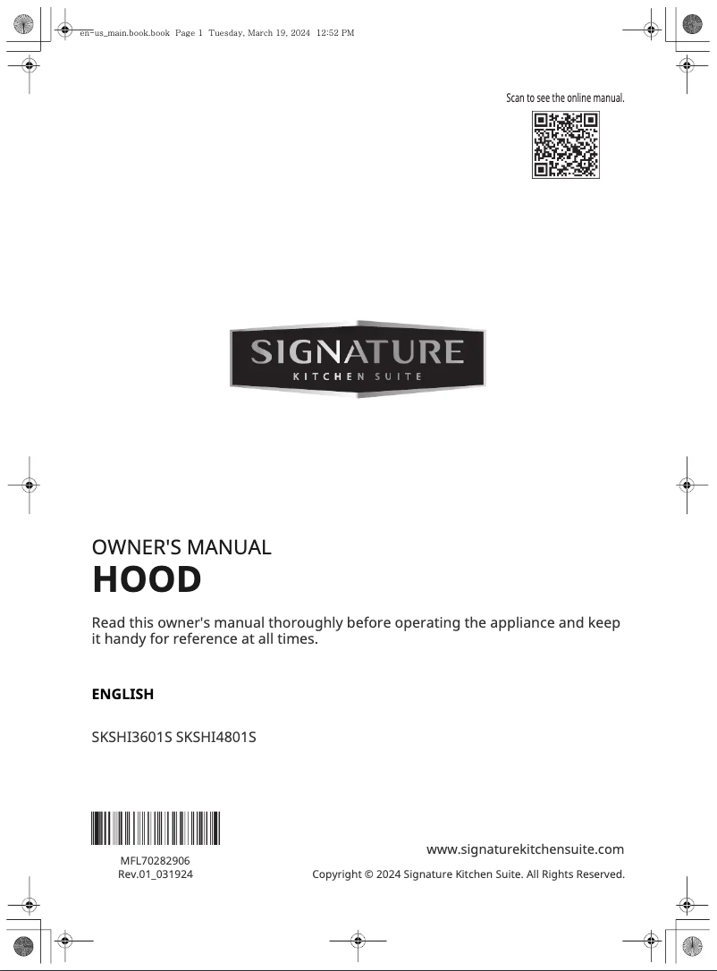 Page n°1 - Manuel utilisateur Signature SKSHI4801S