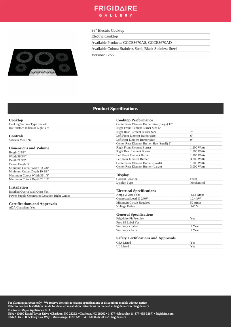 Image de la première page du manuel de l'appareil GCCE3670AS