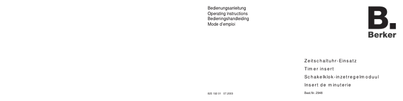 Page 1 de la notice Manuel utilisateur Berker 2948