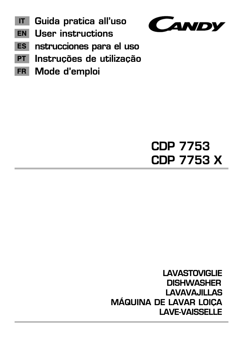 Page 1 de la notice Manuel utilisateur Candy CDP 7753X