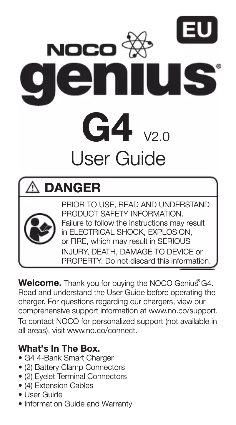 Page n°1 - Manuel utilisateur NOCO Genius G4