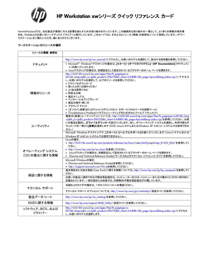 Page 1 de la notice Guide de démarrage rapide HP xw8600