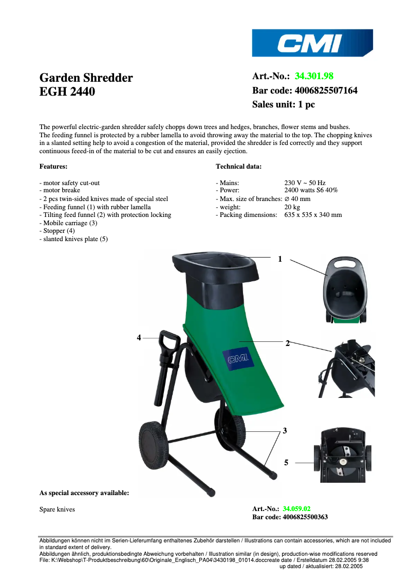 Page n°1 - Fiche technique CMI EGH 2440