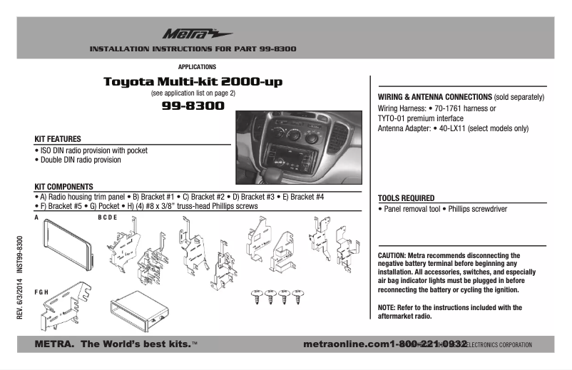 Page n°1 - Manuel utilisateur Metra 99-8300
