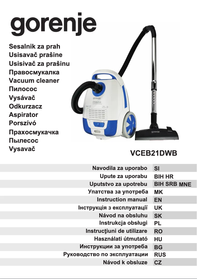 Page n°1 - Manuel utilisateur Gorenje VCEB21DWB