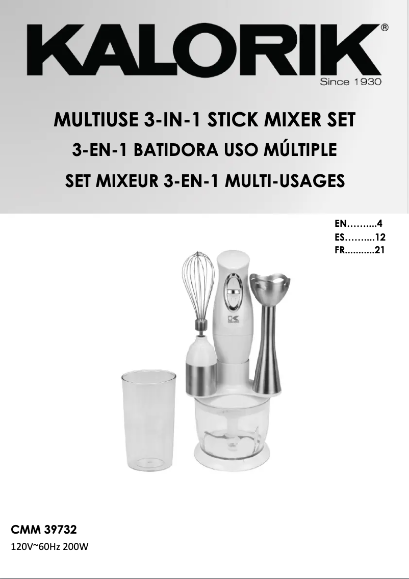 Page 1 de la notice Manuel utilisateur Kalorik CMM 39732