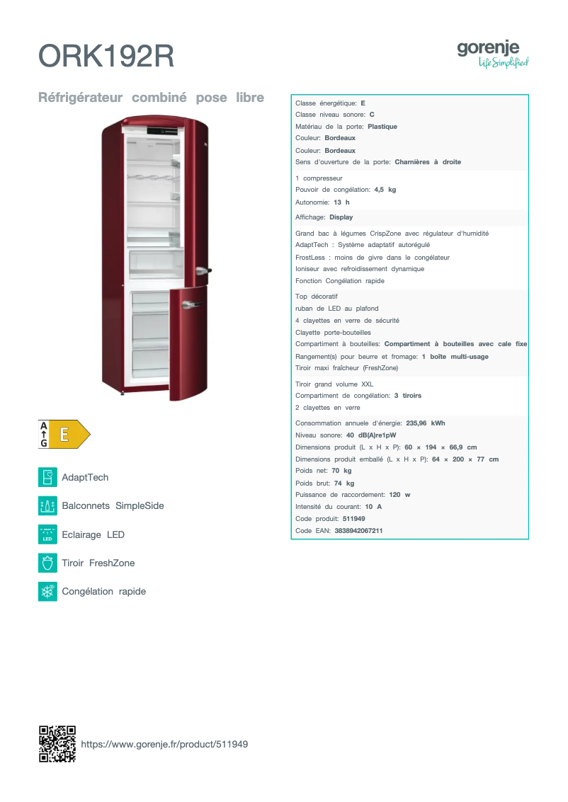 Image de la première page du manuel de l'appareil ORK192R