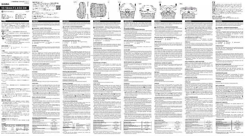 Image de la première page du manuel de l'appareil 10-18mm F2.8 DC DN