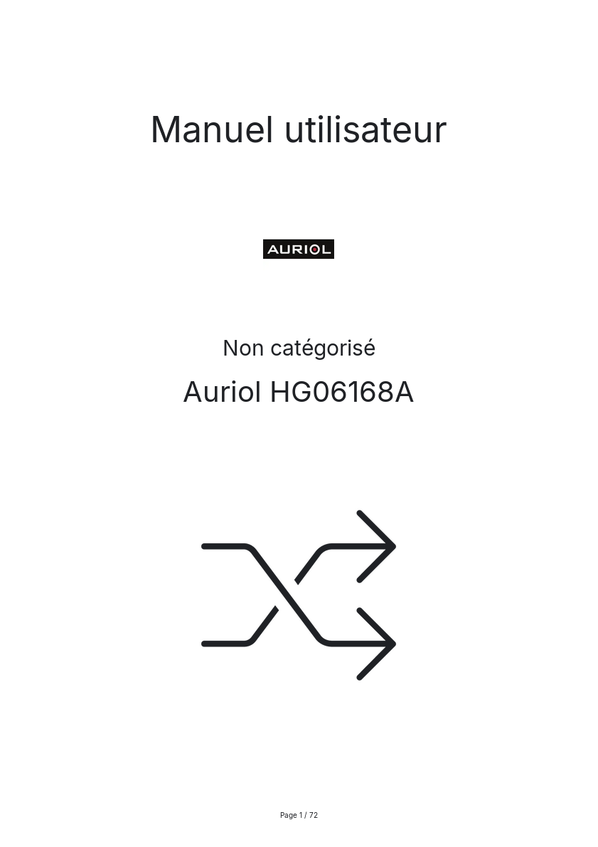 Page n°1 - Manuel utilisateur Auriol HG06168A