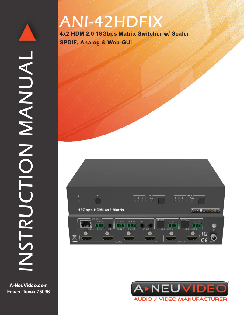 Page 1 de la notice Manuel utilisateur A-NeuVideo ANI-42HDFIX