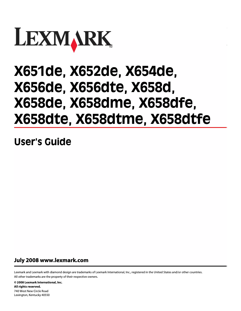 Page 1 de la notice Manuel utilisateur Lexmark X652de