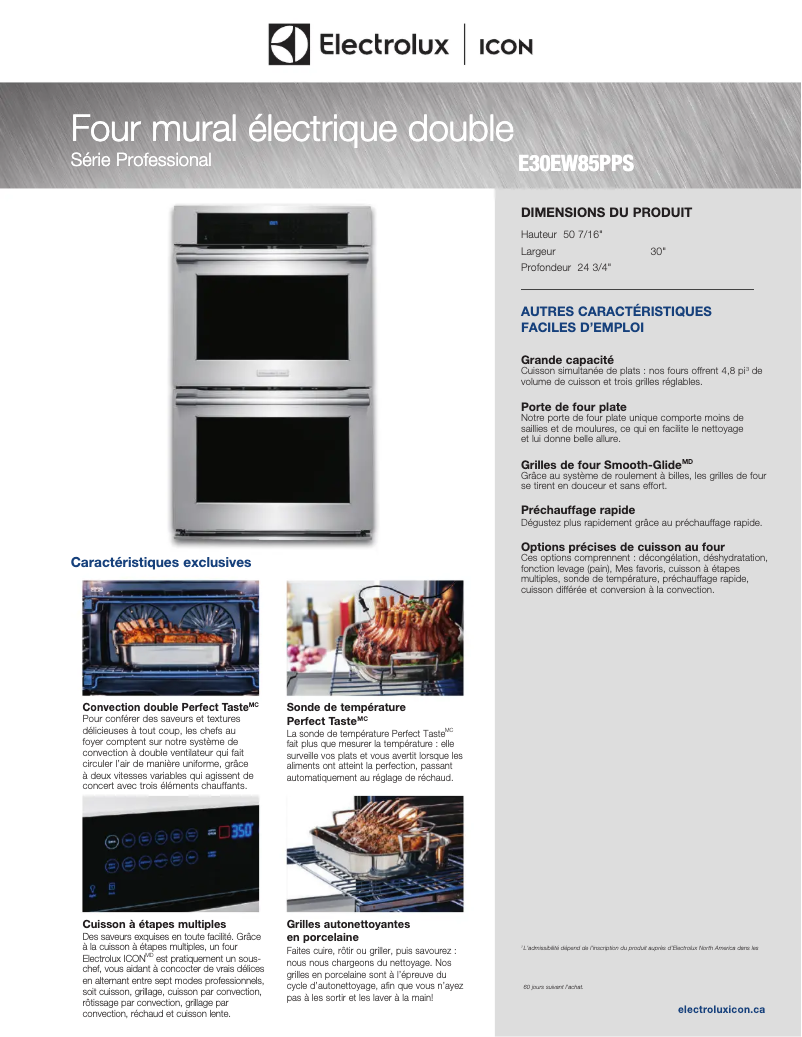 Page 1 de la notice Fiche technique Electrolux E30EW85PPS