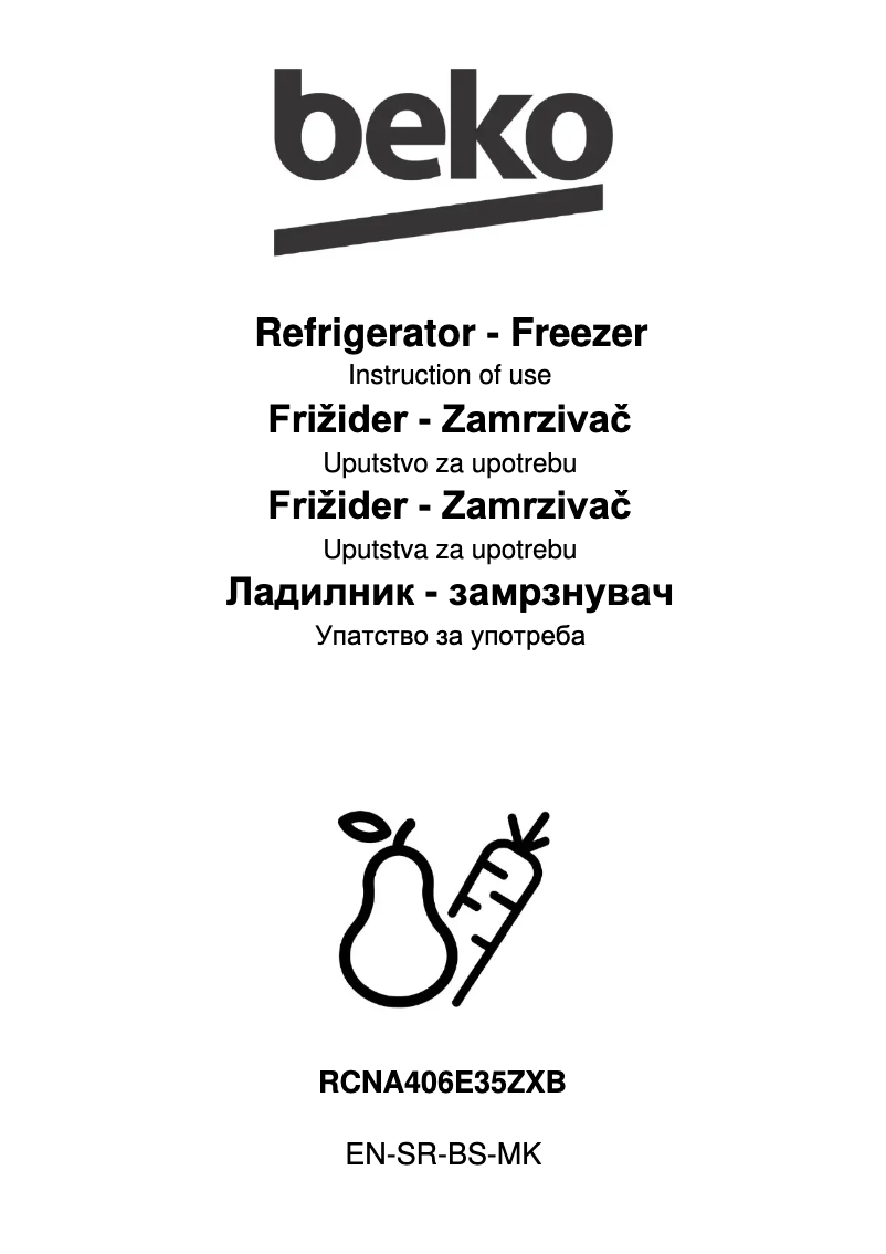 Page 1 de la notice Manuel utilisateur Beko RCNA406E35ZXB