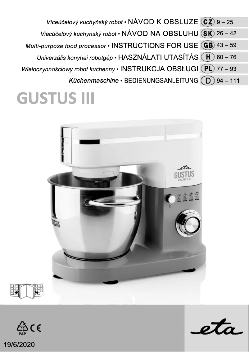 Page 1 de la notice Manuel utilisateur Eta Gustus Gulliver III 3128 90010