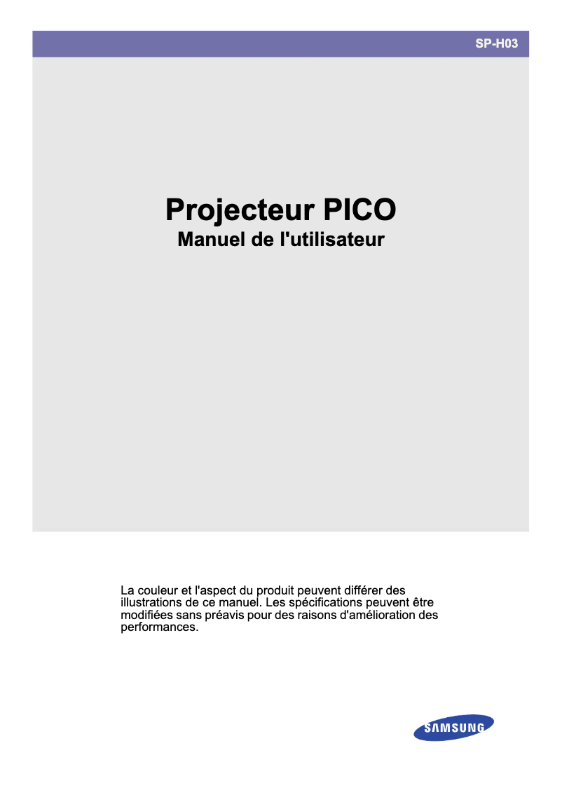 Page n°1 - Manuel utilisateur Samsung H03