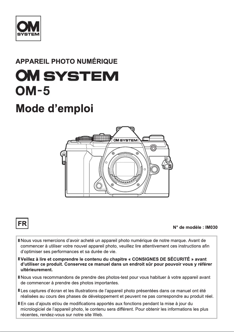 Page 1 de la notice Manuel utilisateur Olympus OM‑5