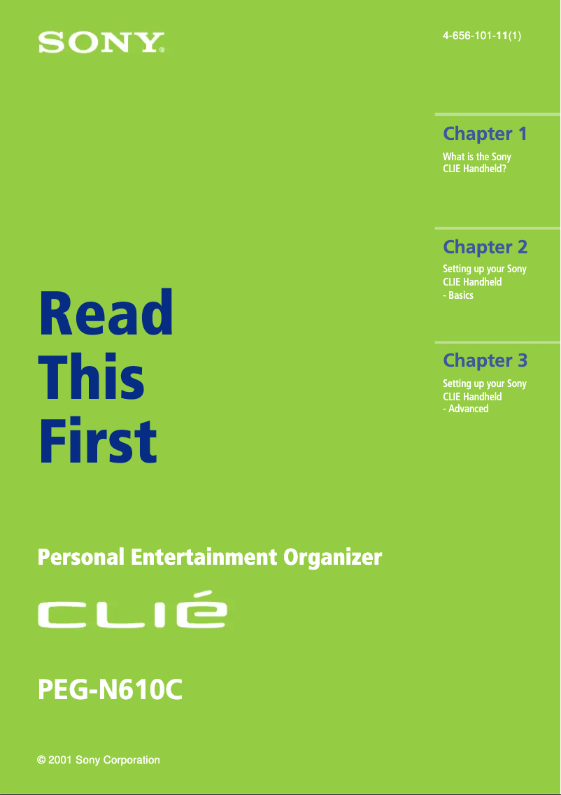 Page n°1 - Guide d'installation Sony Clié PEG-N610C