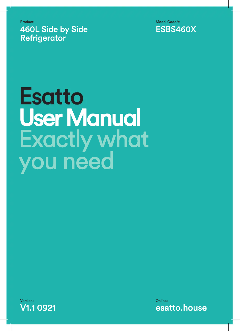 Page n°1 - Manuel utilisateur Esatto ESBS460X