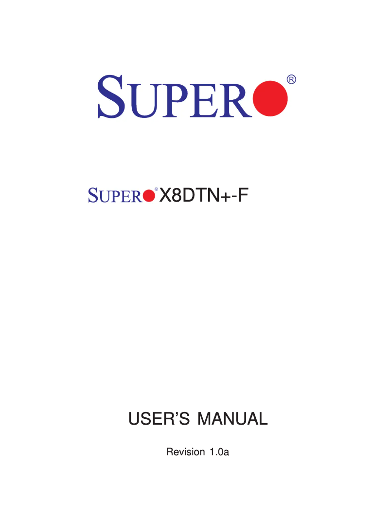 Page n°1 - Manuel utilisateur Supermicro X8DTN+-F