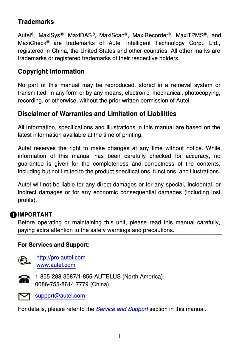 Page 1 de la notice Manuel utilisateur Autel MaxiLink ML519