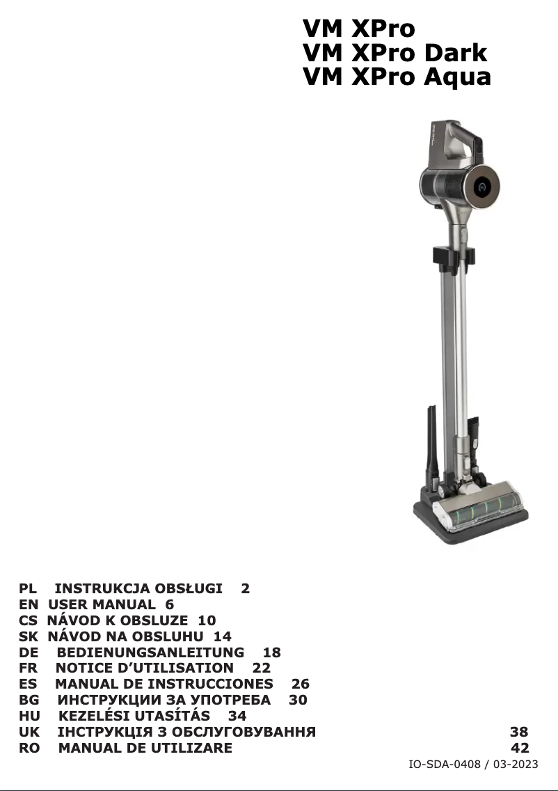 Image de la première page du manuel de l'appareil VM XPro Aqua