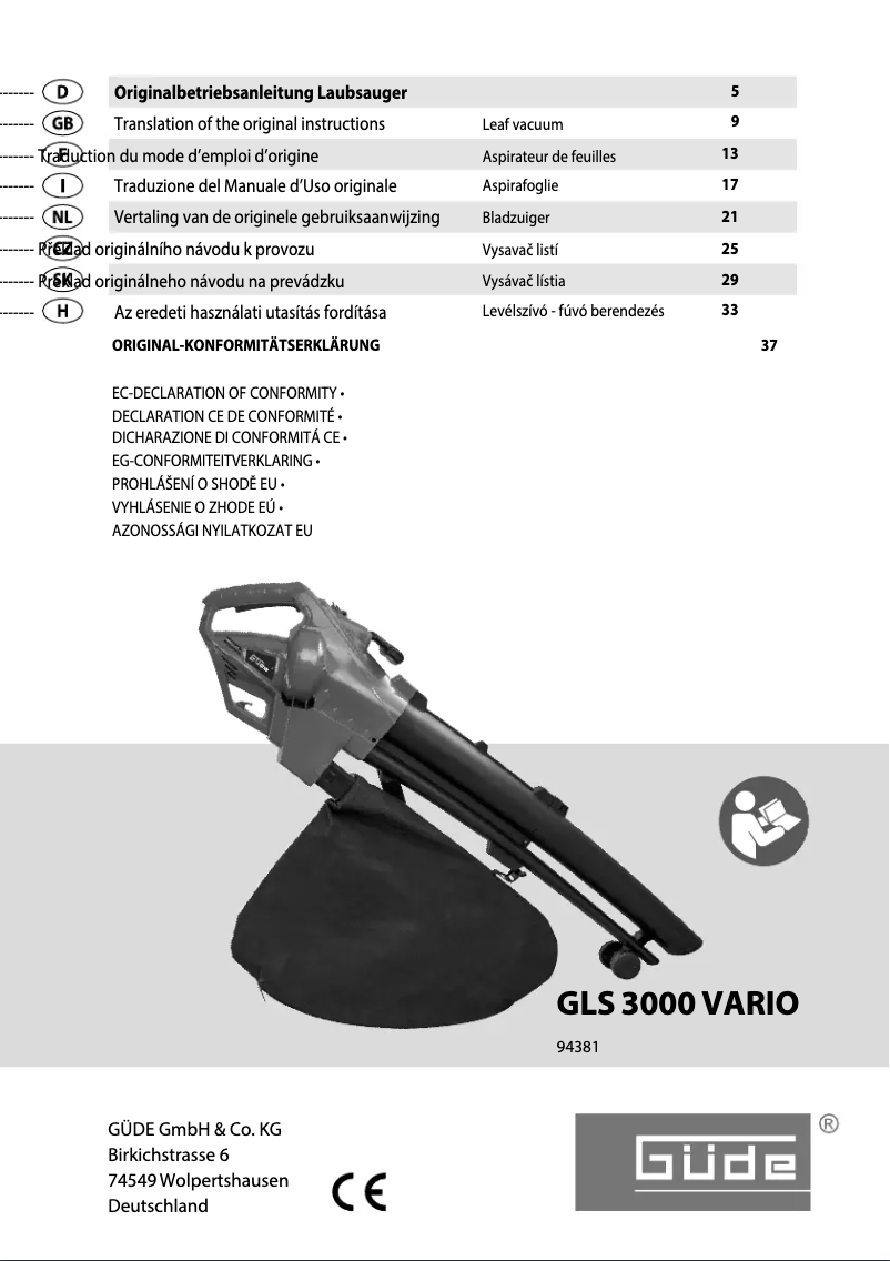 Page 1 de la notice Manuel utilisateur Güde GLS 3000 VARIO
