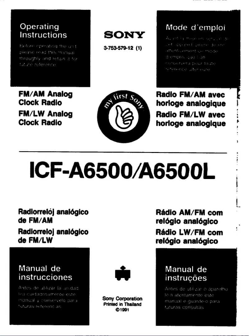 Image de la première page du manuel de l'appareil ICF-A6500