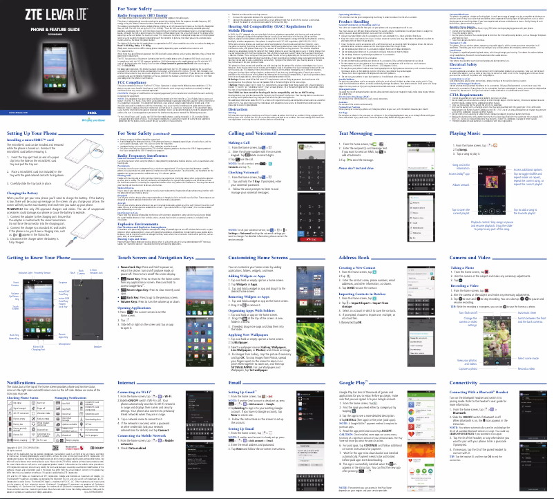 Page 1 de la notice Manuel utilisateur ZTE Lever LTE
