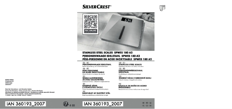 Page n°1 - Manuel utilisateur SilverCrest SPWES 180 A2