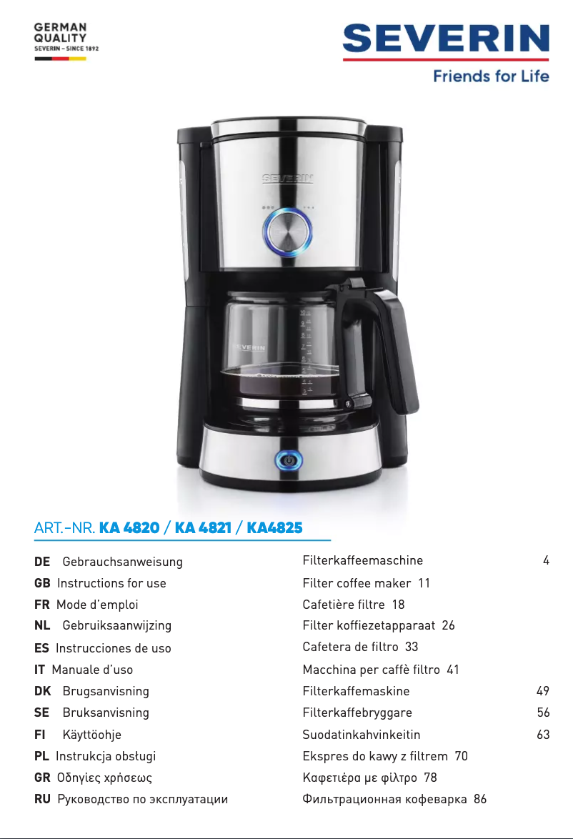Page n°1 - Manuel utilisateur Severin KA 4820