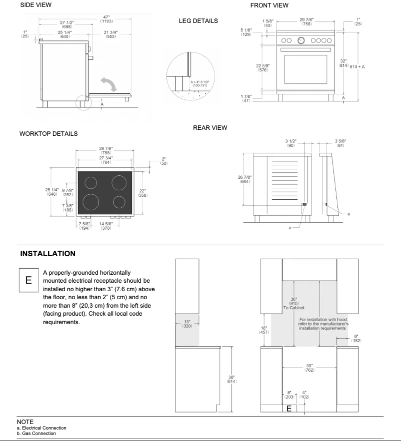 Página 1 del manual Guía de instalación Bertazzoni MAS304CEMXV