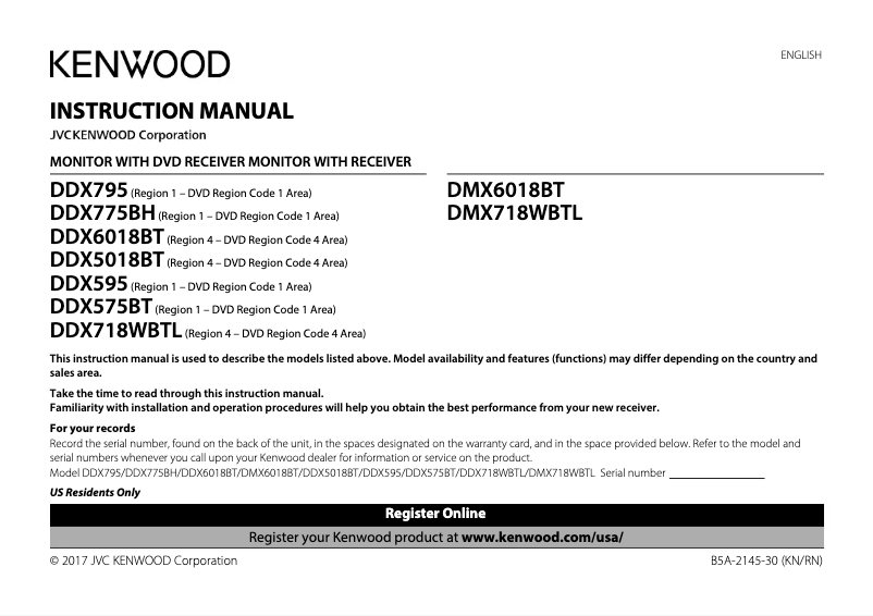 Page 1 de la notice Manuel utilisateur Kenwood DPX795BH