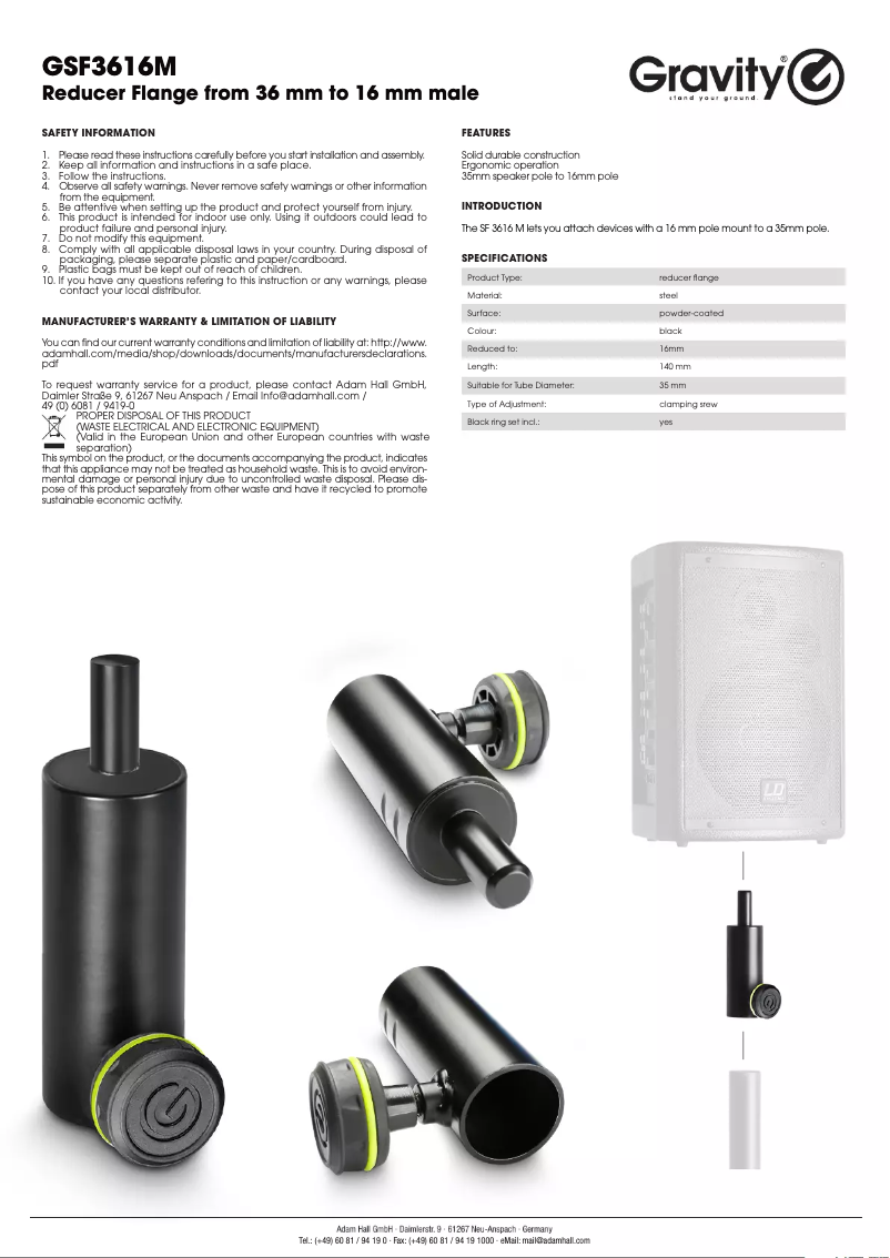 Page 1 of the manual User Manual Gravity SF 3616 M
