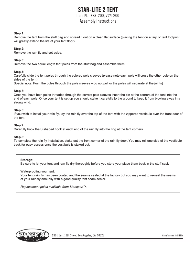 Página 1 del manual Manual de usuario Stansport Star-Lite 723-200