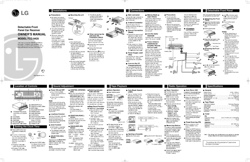Page 1 de la notice Manuel utilisateur LG TCC-9420
