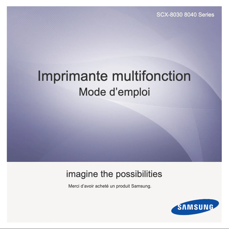 Page 1 de la notice Manuel utilisateur Samsung SCX-8030ND