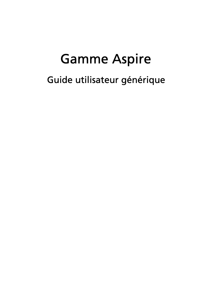 Page 1 de la notice Manuel utilisateur Acer Aspire 1410